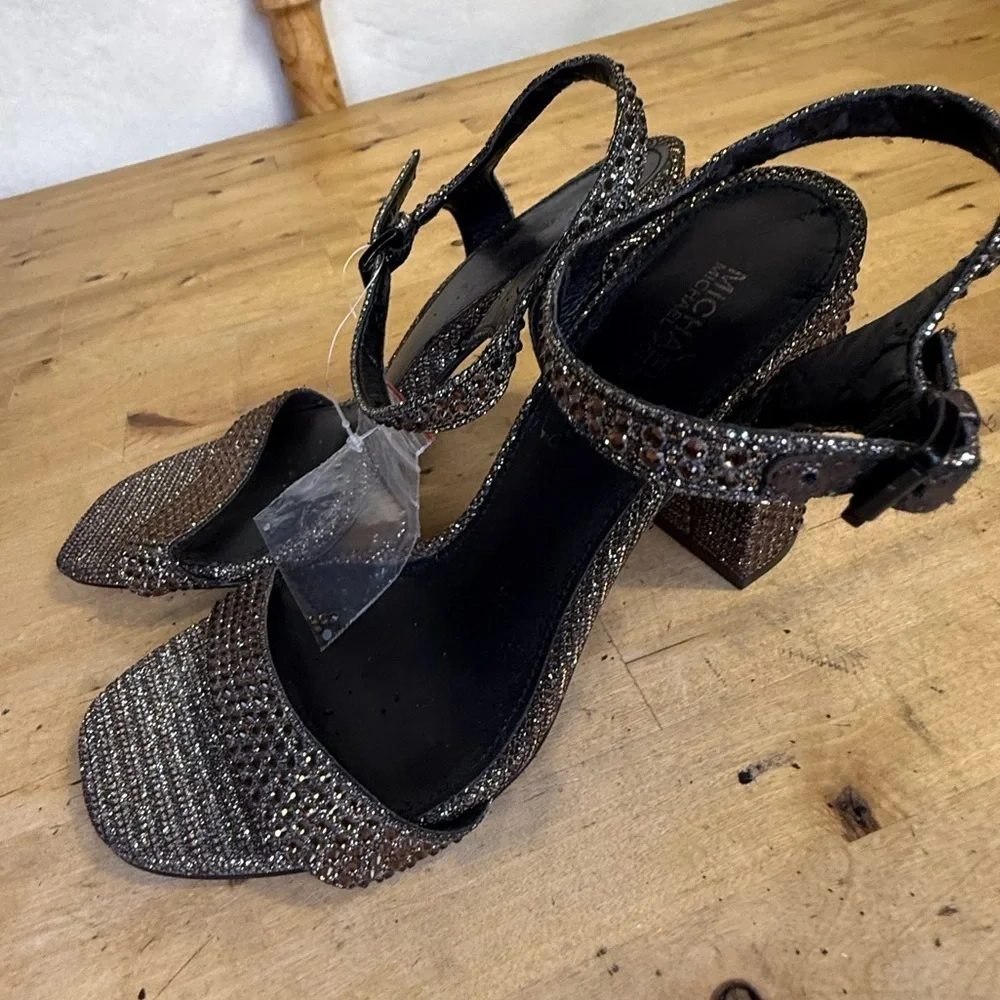 Michael Kors rhinestone Block Heel Sandals Size 6